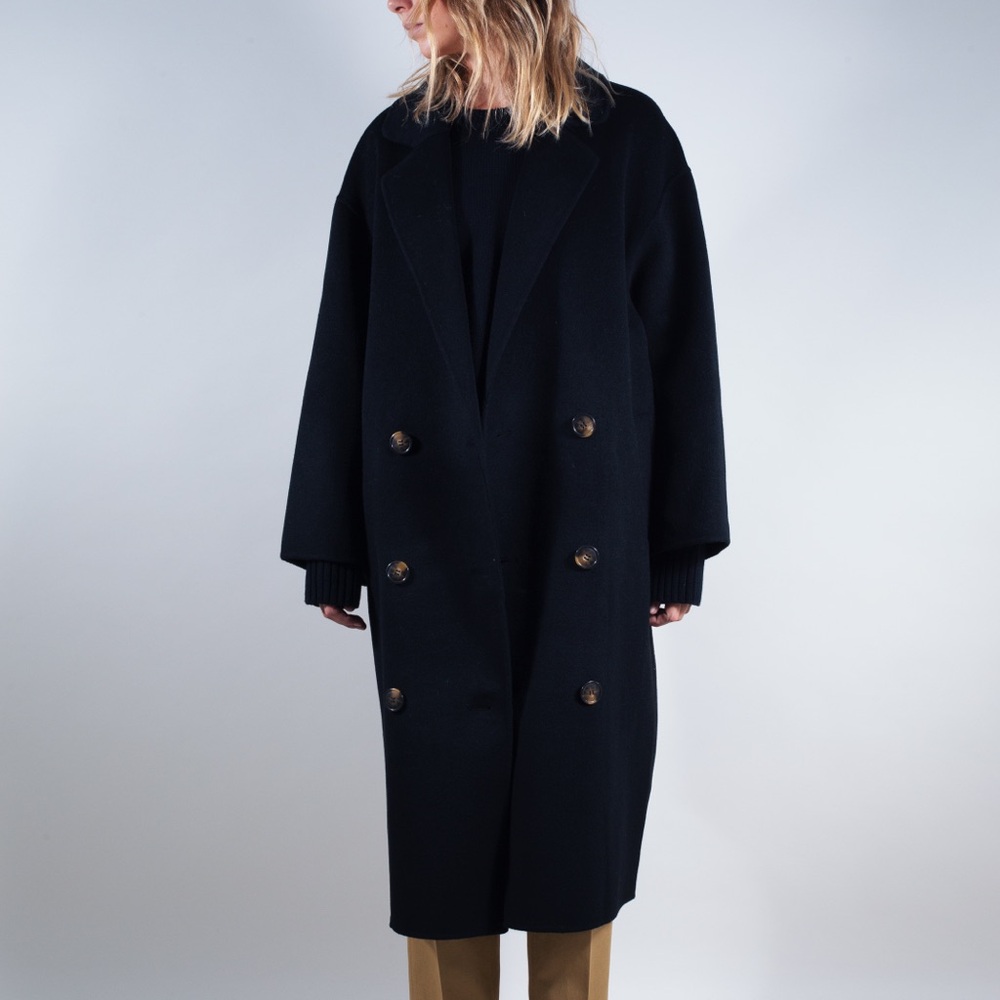 Loulou Studio Black Double-Breasted Trench Coat